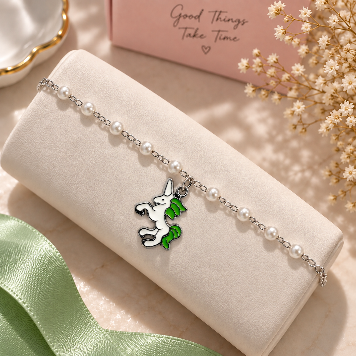 Pearl Unicorn Charm Bracelet for Girls & Women | Cute Fashion Bracelet