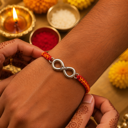 Premium Silver Infinity Bro Rakhi