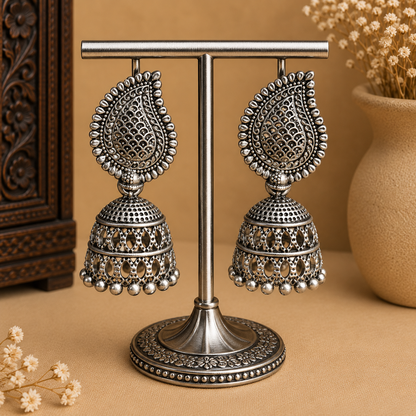 Oxidized Silver Jhumka Earrings for Women | Traditional Ethnic Earrings