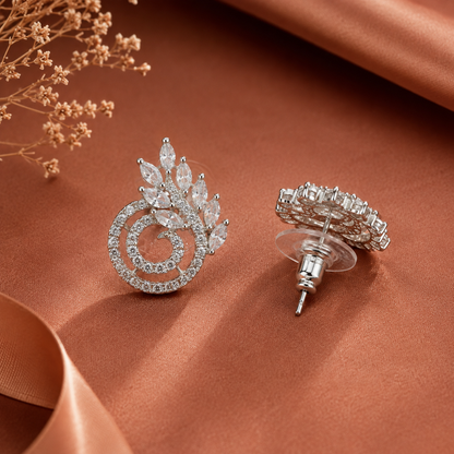 Elegant Crystal Leaf Hoop Earrings