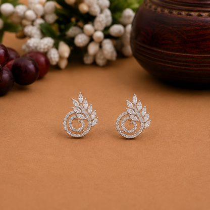 Elegant Crystal Leaf Hoop Earrings
