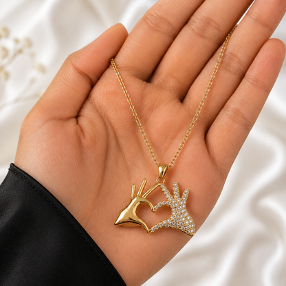 Golden Deer Couple Pendant Necklace for Women