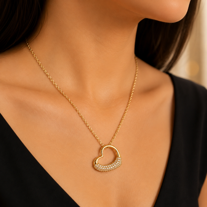 Gold Heart Pendant Necklace for Women