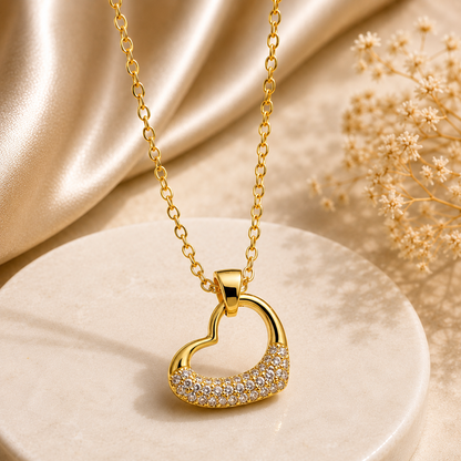 Gold Heart Pendant Necklace for Women
