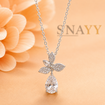 Silver Tone Floral Pendant Necklace for Women