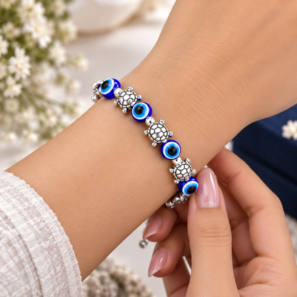 Nazar Protection Evil Eye Turtle Bracelet for Women | Blue Nazar Charm Bracelet