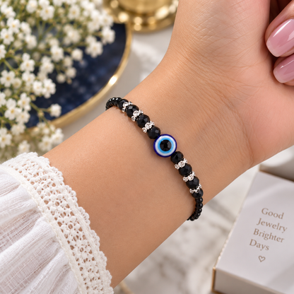 Nazar Protection Black Beaded Bracelet with Blue Evil Eye | Nazar Suraksha Bracelet